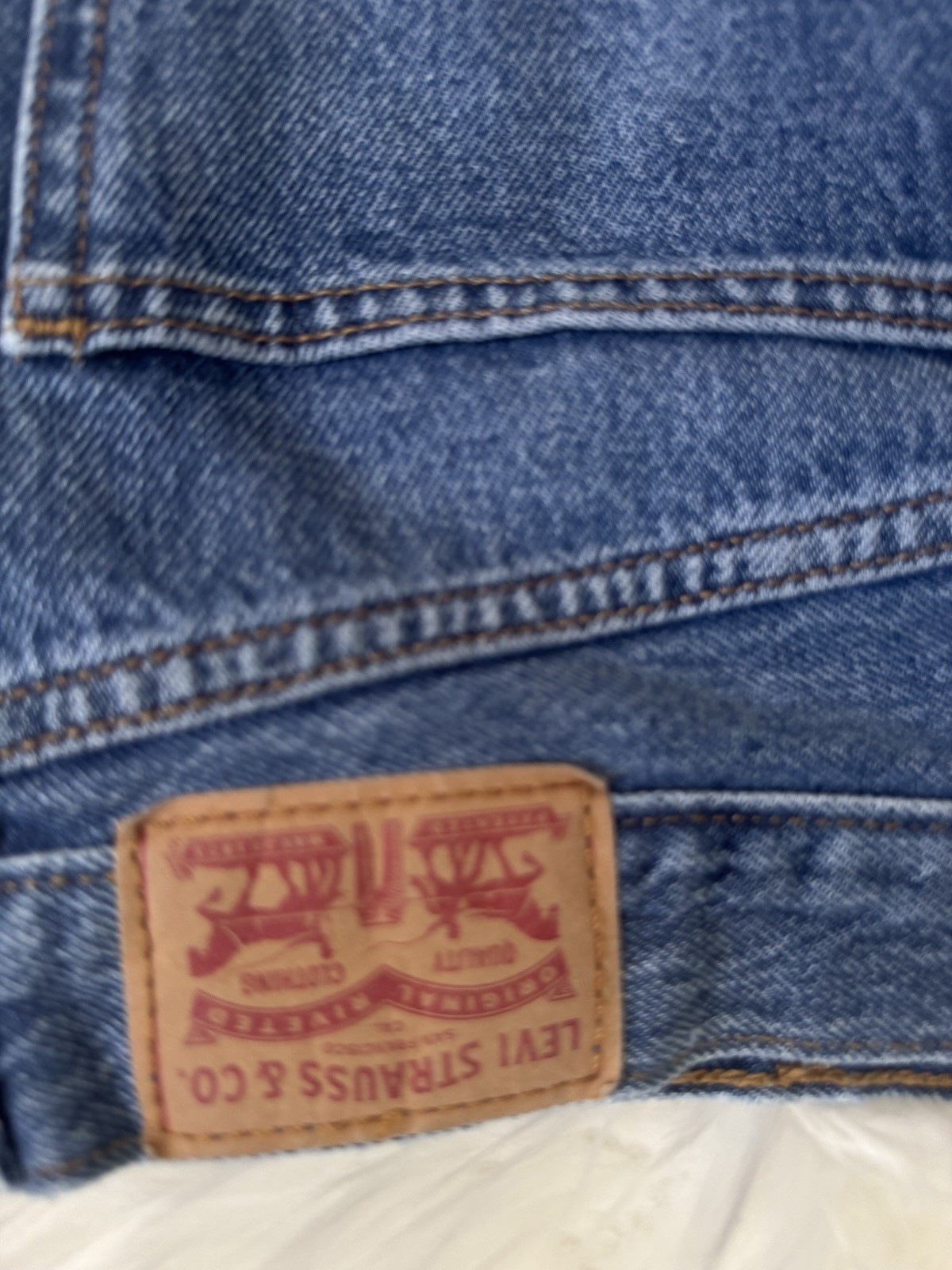 Levi Strauss & Co Womens Blue Denim Midi Skirt Straight Pencil Button Pockets 6