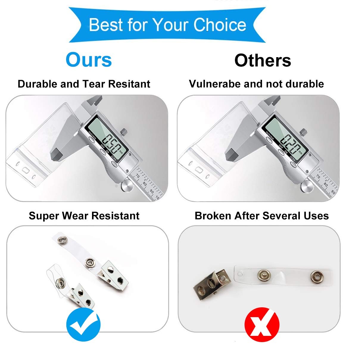 5 Pack Card Protector with Metal Clips 43 Inches Health ID Card Clear Plastic Ho