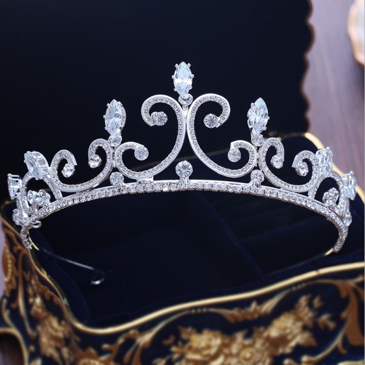 4cm Tall Elegant CZ Crystal Wedding Bridal Queen Princess Prom Crown Tiara