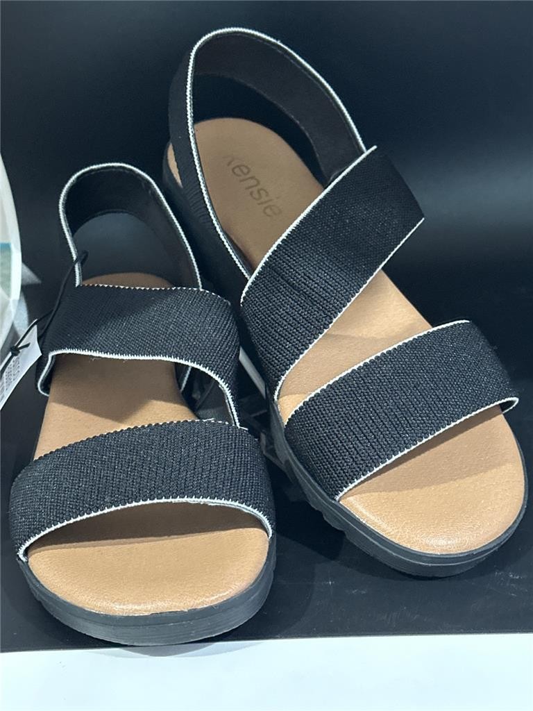 KENSIE Women’s Emme Double Stretch Band Sandals Your Choice Black /Natural