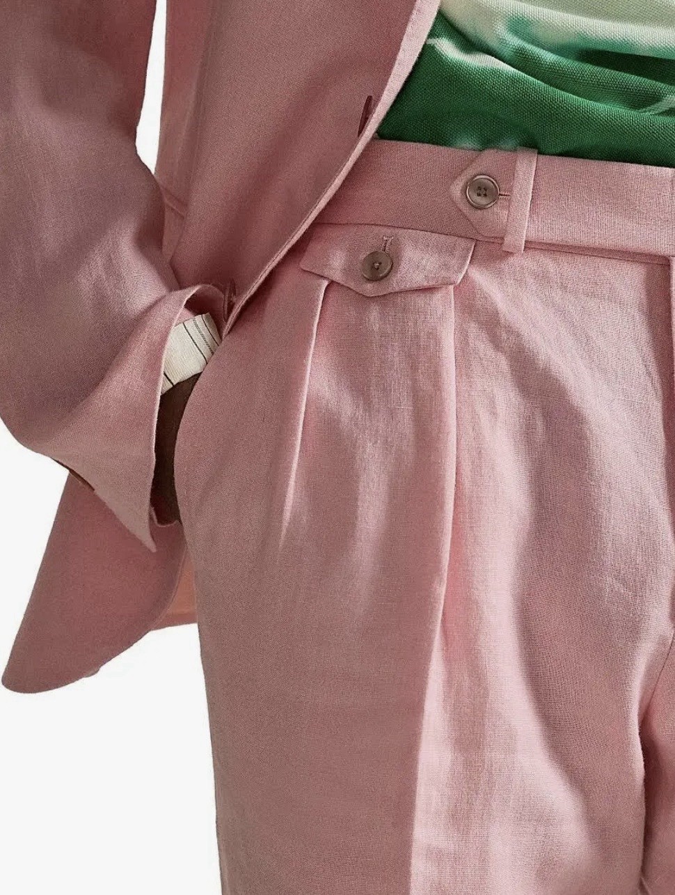 Ralph Lauren Purple Label Linen Pleated Trouser