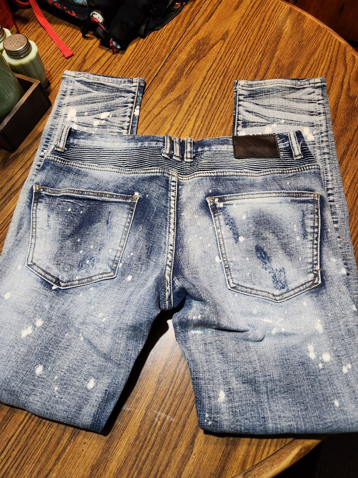 Dope Jeans Men’s Moto Destructed Button Fly Acid Wash Size 30