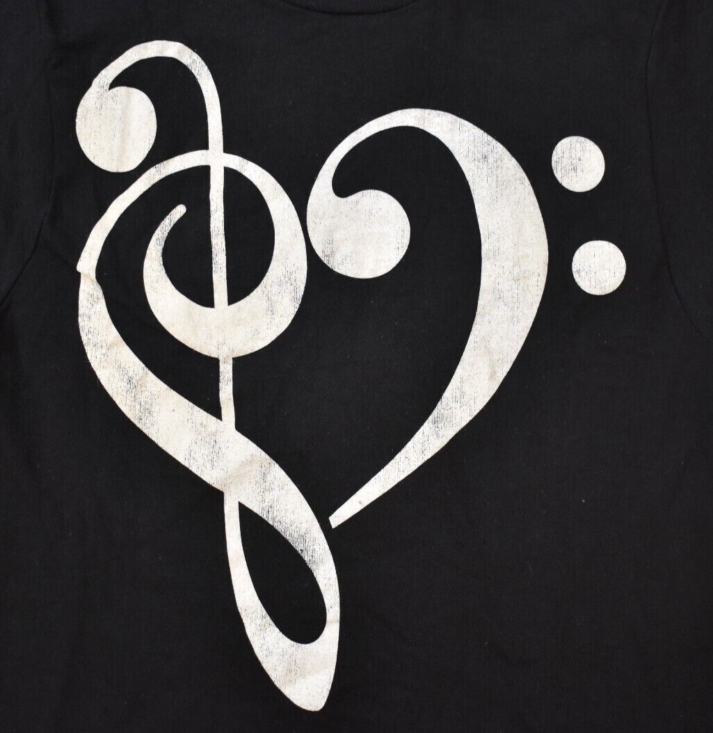 Hot Topic Juniors Treble & Clef Heart Music Note Black Crop Top Shirt NWT XS-3XL