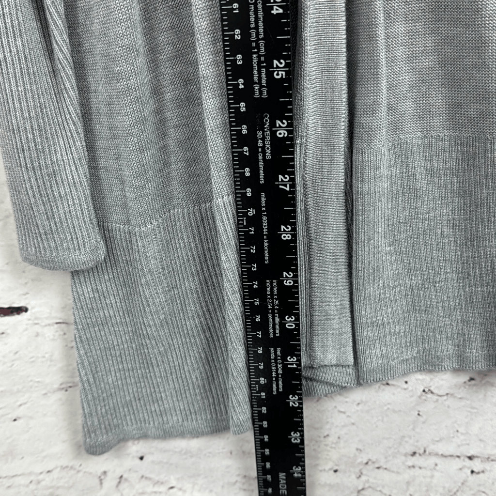Worthington Sweater Womens L 0X Cardigan Open Longline 100% Rayon Heather Gray