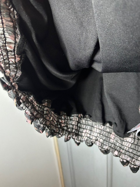 Joe Browns Sheer Floral Blouse Top Size 24 Black Long Sleeve Elastic Hem