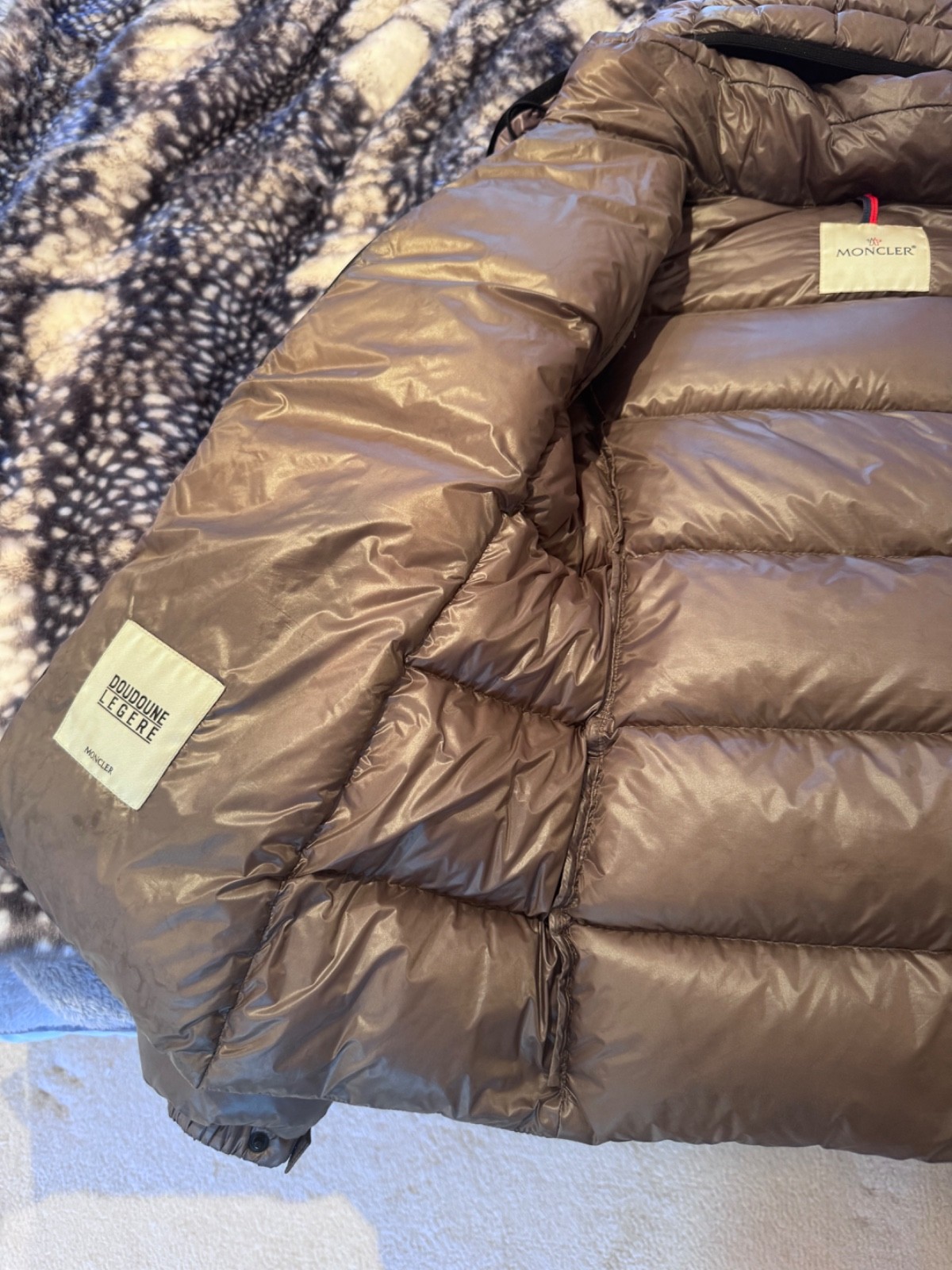moncler beige/brown womens puffer jacket