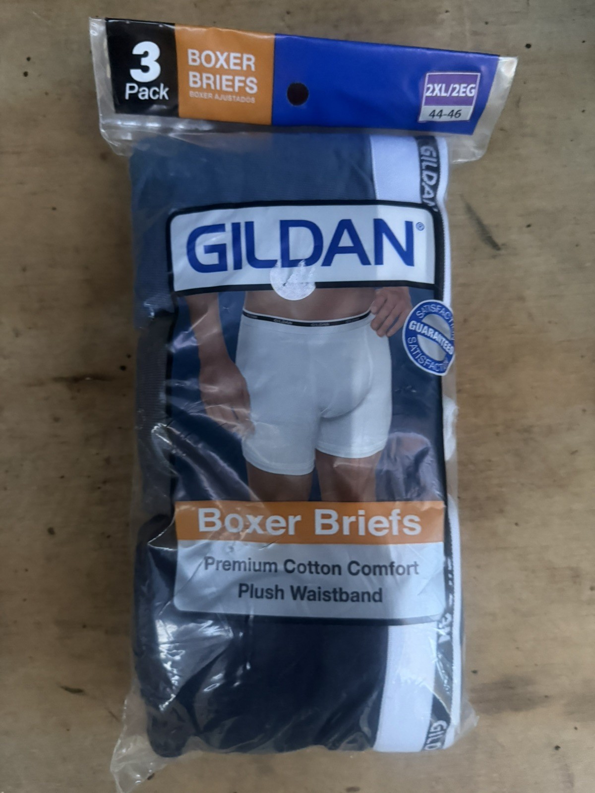 Gildan Boxer Briefs, a pack of 3 -100% Cotton, Men’s 2XL, 44-46 Waist