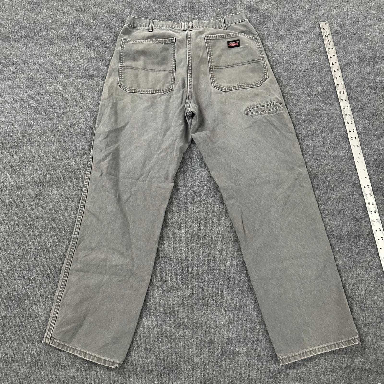 Dickies Carpenter Pants Mens Size 34 Gray Cotton Relaxed Fit Distressed Stained