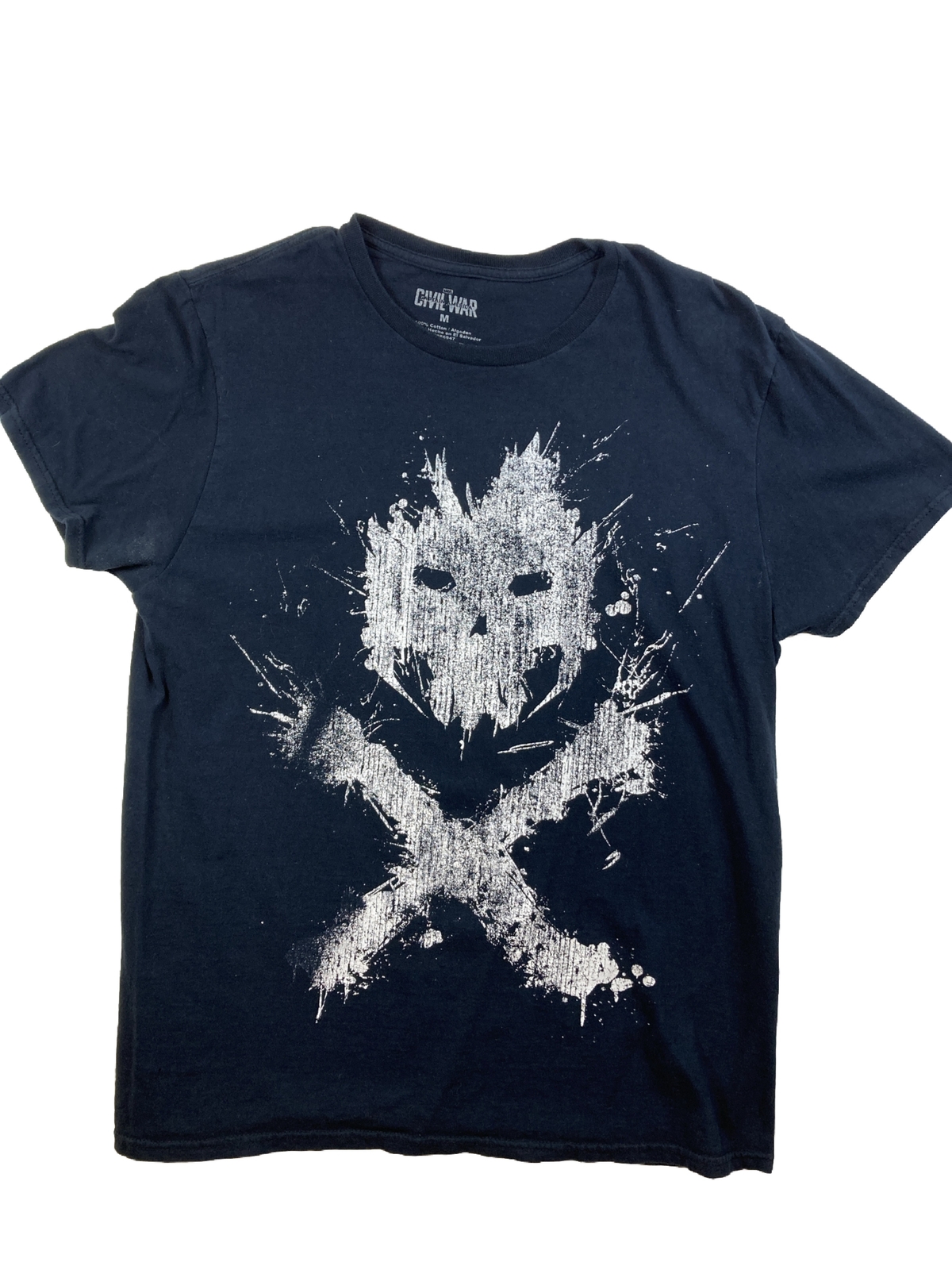 Crossbones of Captain America Civil War Adult M T-Shirt – Distressed Splat