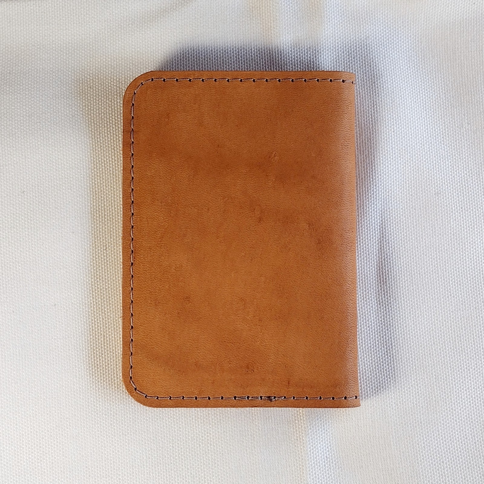 handmade 100% real leather wallet aged natural veg tan vertical bifold