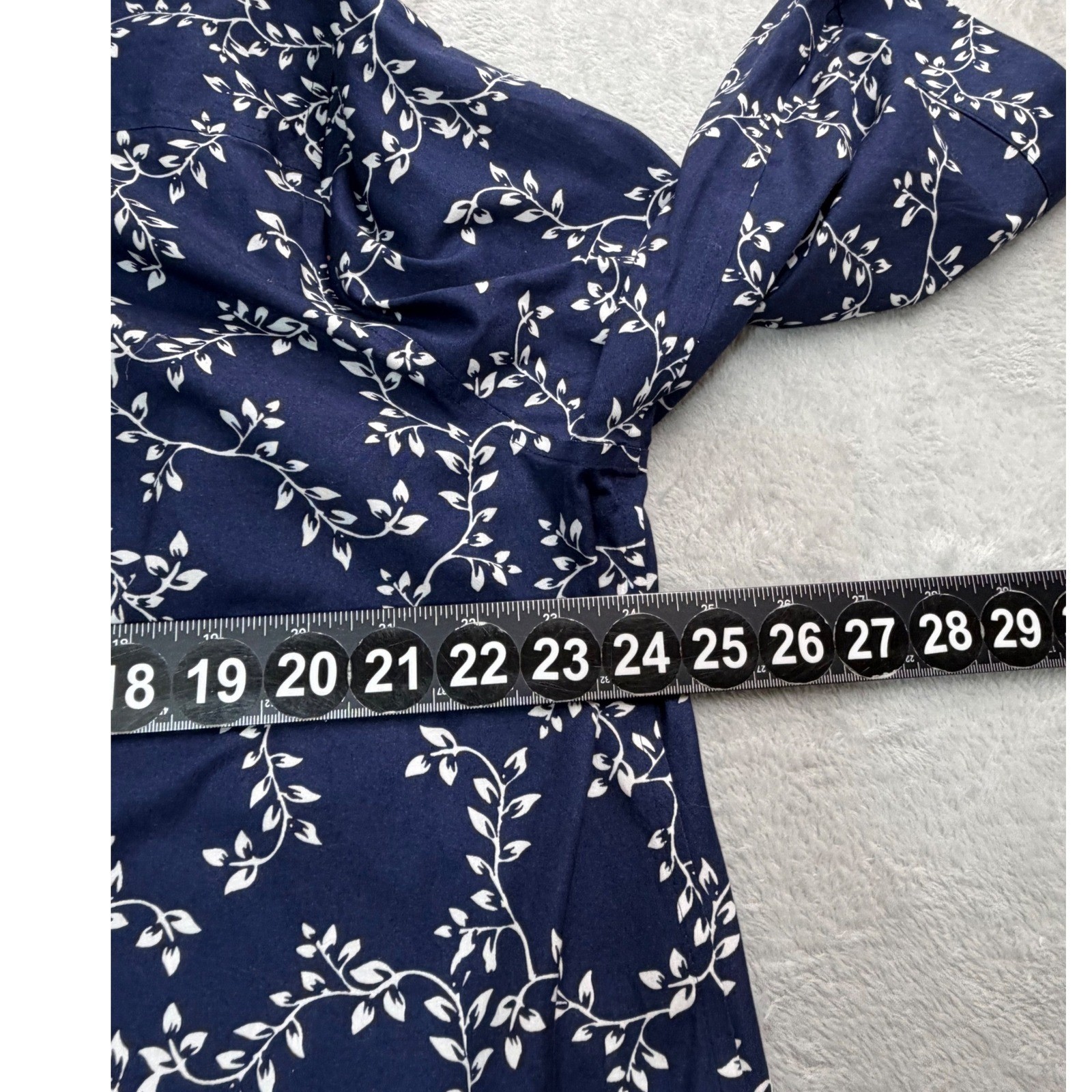 Chicos Top Womens XL 18 3.5 Blue Floral No-Iron 3/4 Sleeve Button Up
