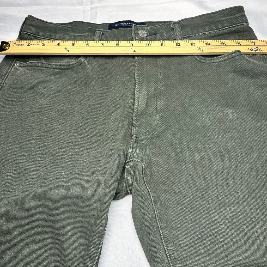 Abercrombie & Fitch A&F Vintage Stretch 90’s Straight Jeans Olive Green 32×34