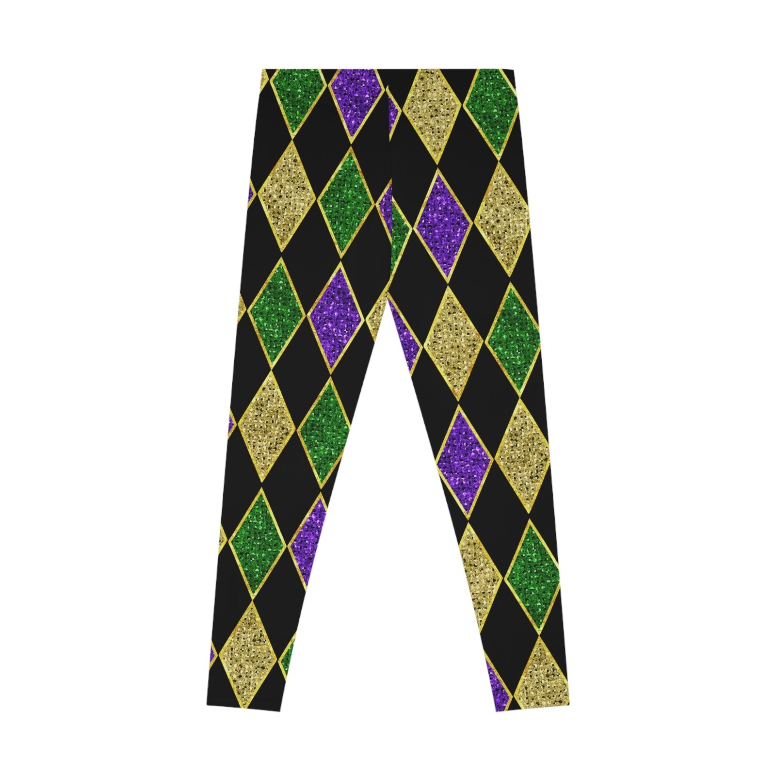 Mardi Gras Harlequin Pattern Stretchy Leggings Sizes XS to 2XL;