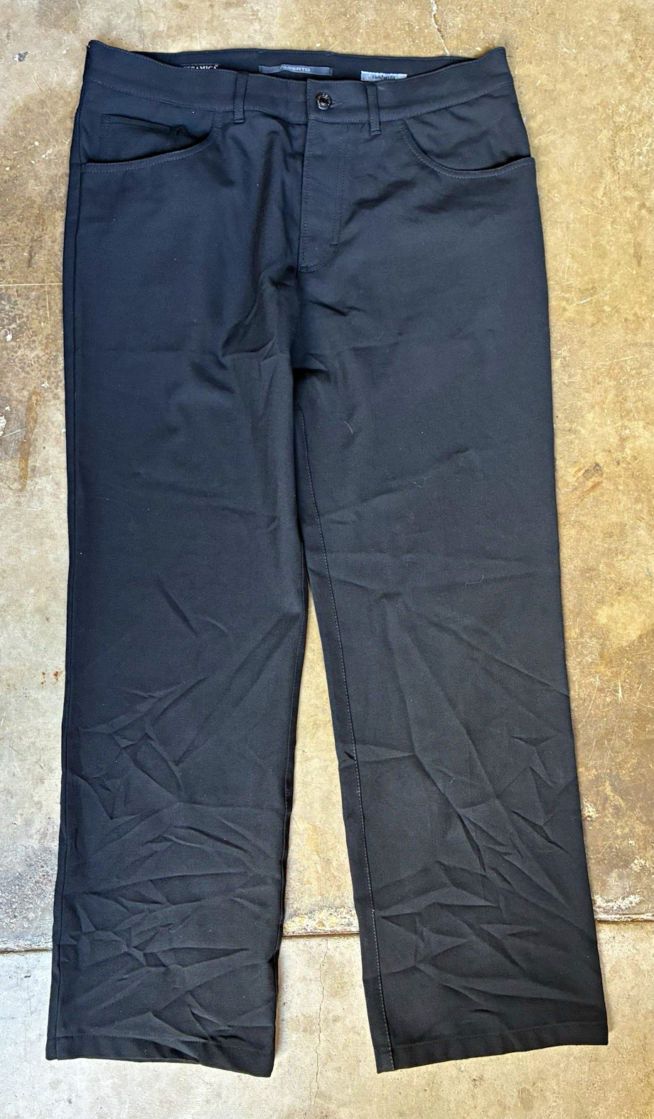 ALBERTO Ceramica Pants Comfort Fit Black Size 50 Flat Front Poly Blend 16×29