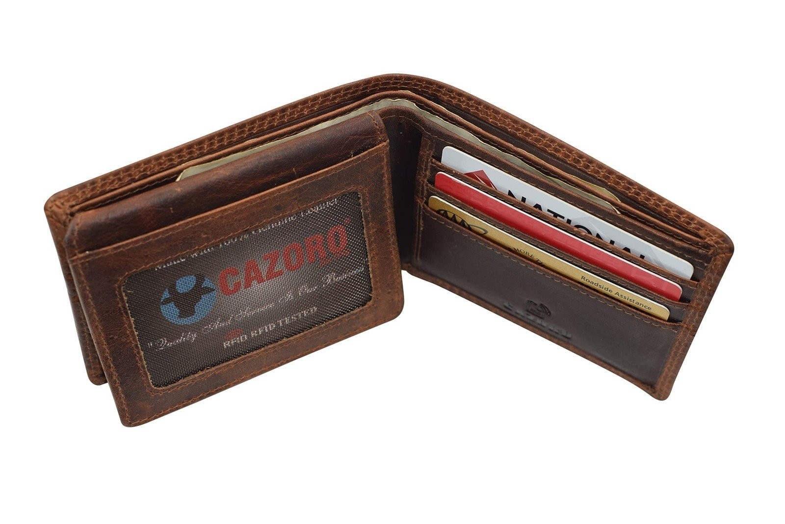 CAZORO Wallet for Mens Vintage Leather RFID Blocking Classic Bifold Wallet…