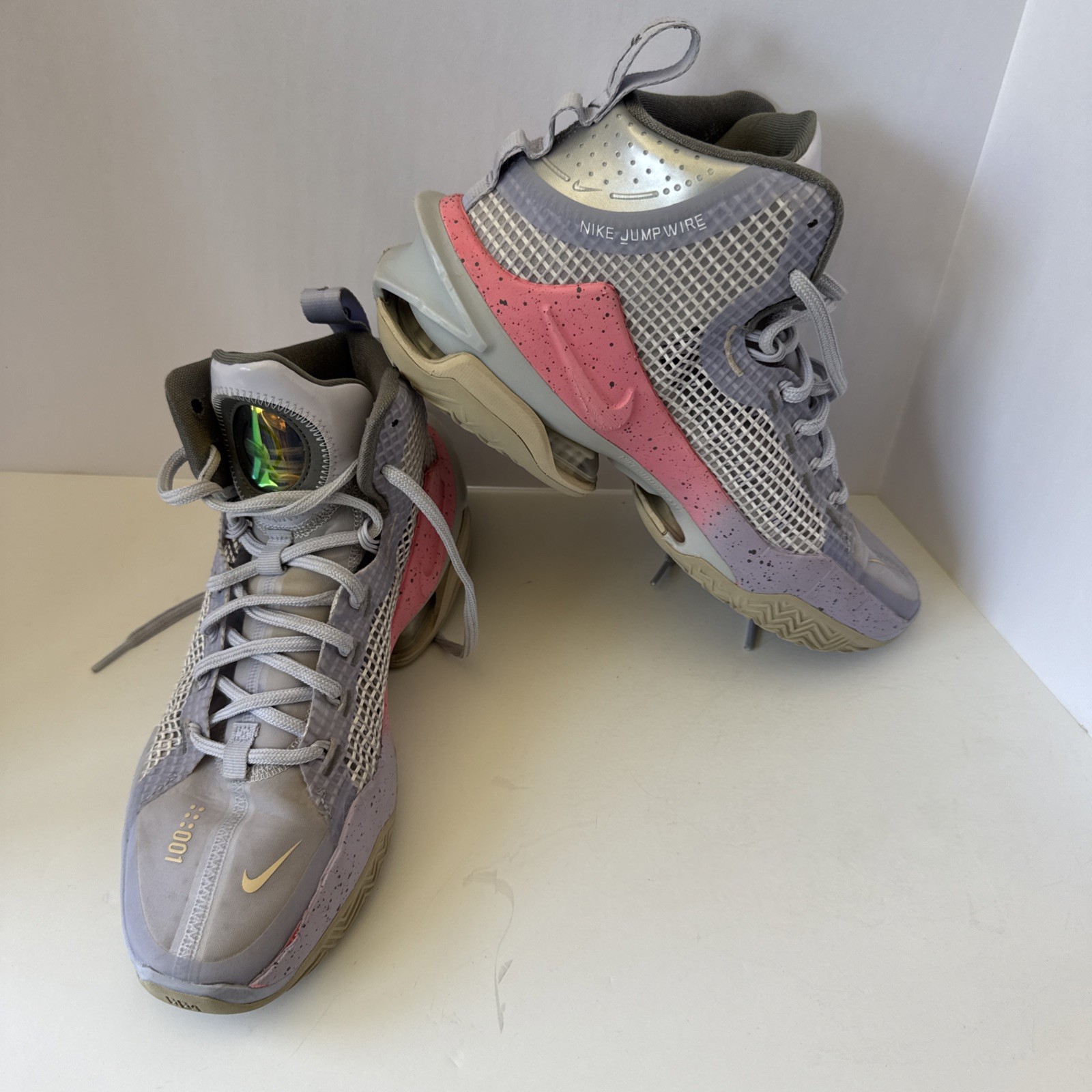 Nike Air Zoom GT Jump High Top Mesh Sneakers Purple Pink Beige Breathable