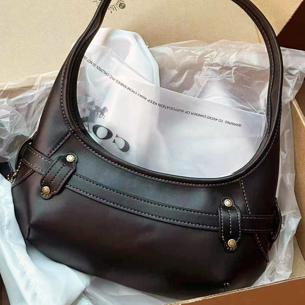 COACH Belted Ergo Shoulder Bag 26 Leather Black CEN80 F/S [DDP]