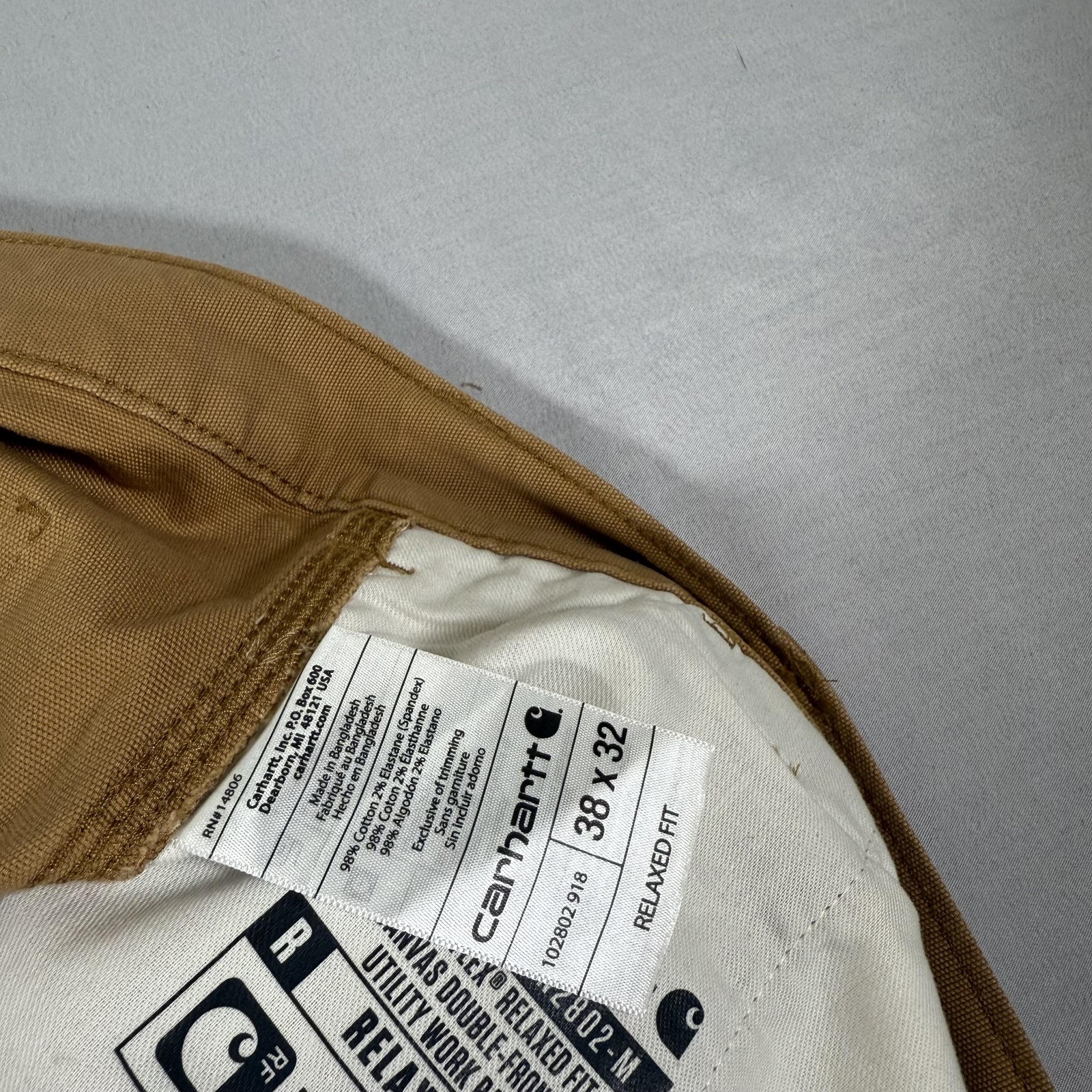 Carhartt Pants Mens 38×32 Brown Canvas Double Knee Rugged Flex Utility 102802
