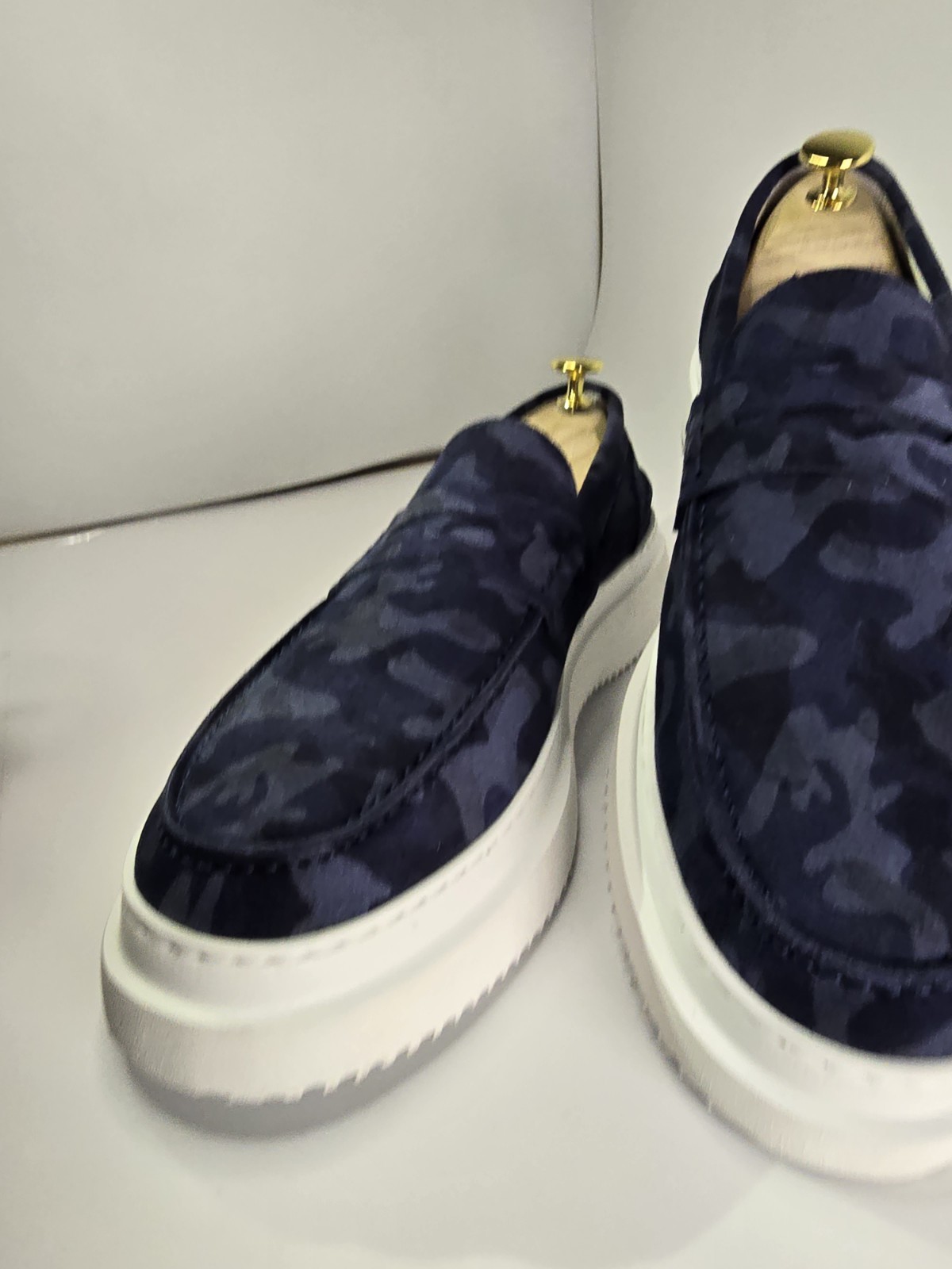 Pollini men’s shoes size 40/41/42/43/44/45 sneakers military blue suede leather