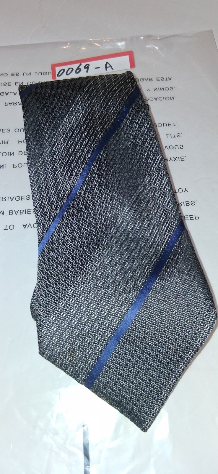 Ermenegildo zegna Men’s Silk Necktie Grey Base with Deep Blue Diagonal Stripes.