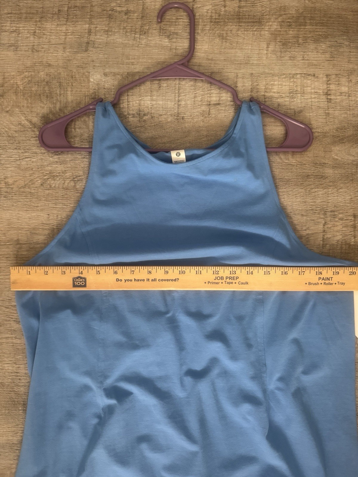 Lululemon Organic Cotton A-Line Dress High Neck Sleeveless Blue XL Short