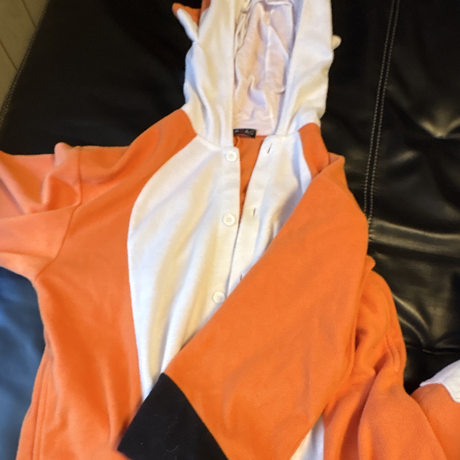 SAZAC Fox One Piece Costume one piece Hooded Button Front Orange White Black