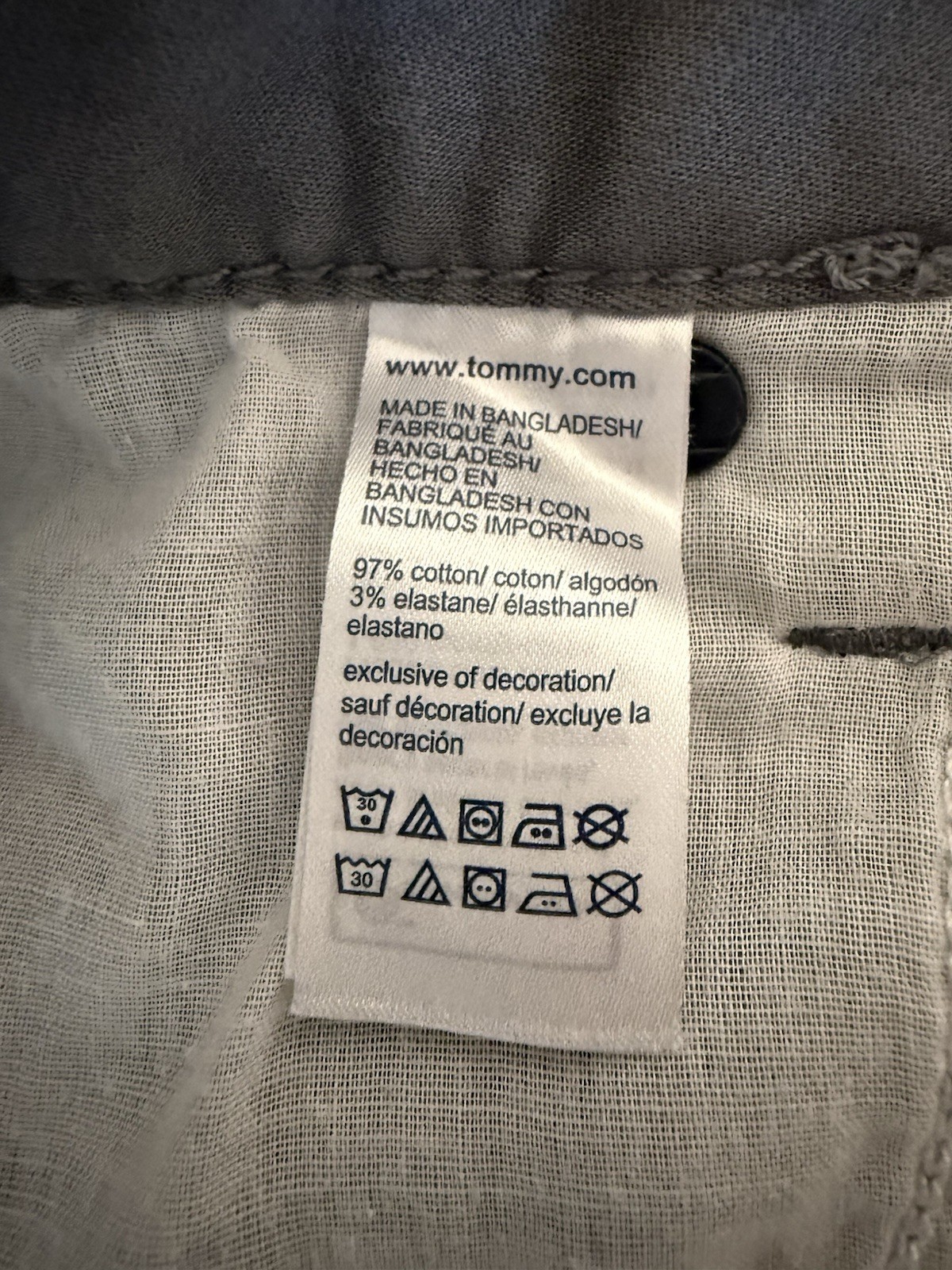 Tommy Hilfiger TH Flex Men’s Slim Flat Front Chino Pants Gray 34×32 Preppy