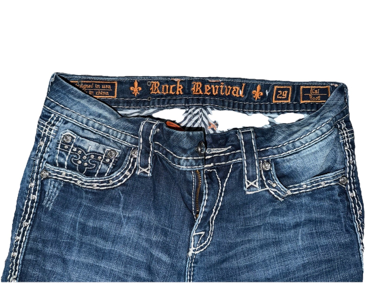 Rock Revival Women’s Mid Rise Bootcut Medium Wash Blue Denim Jeans 5-Pocket