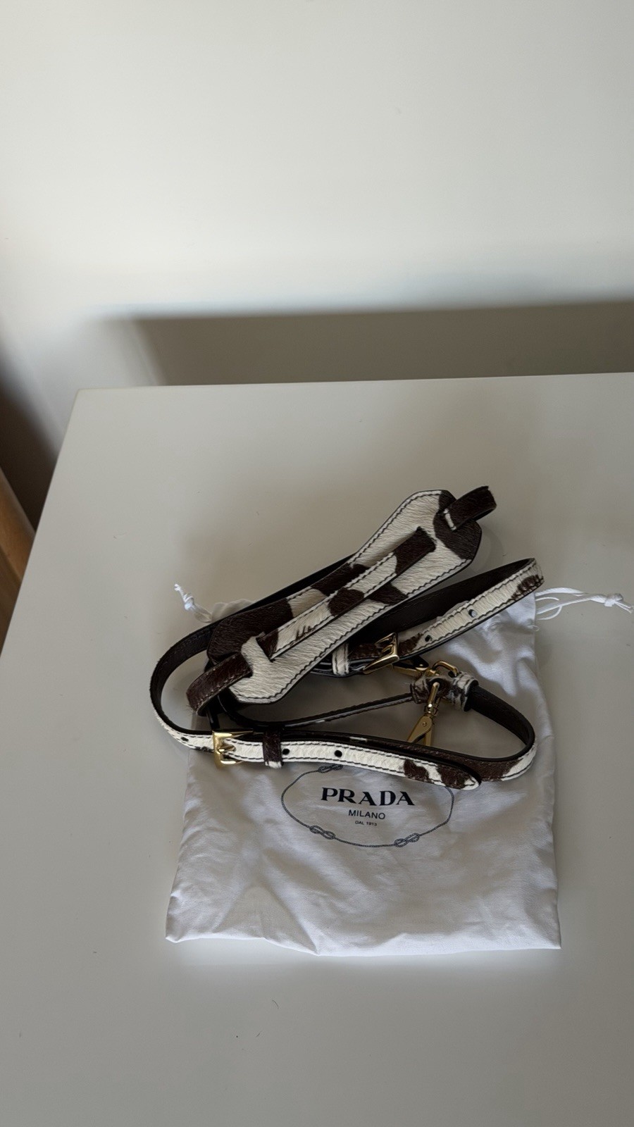 PRADA Cow Print Satchel Top Handle Bag w/ Detachable Adjustable Strap Zip