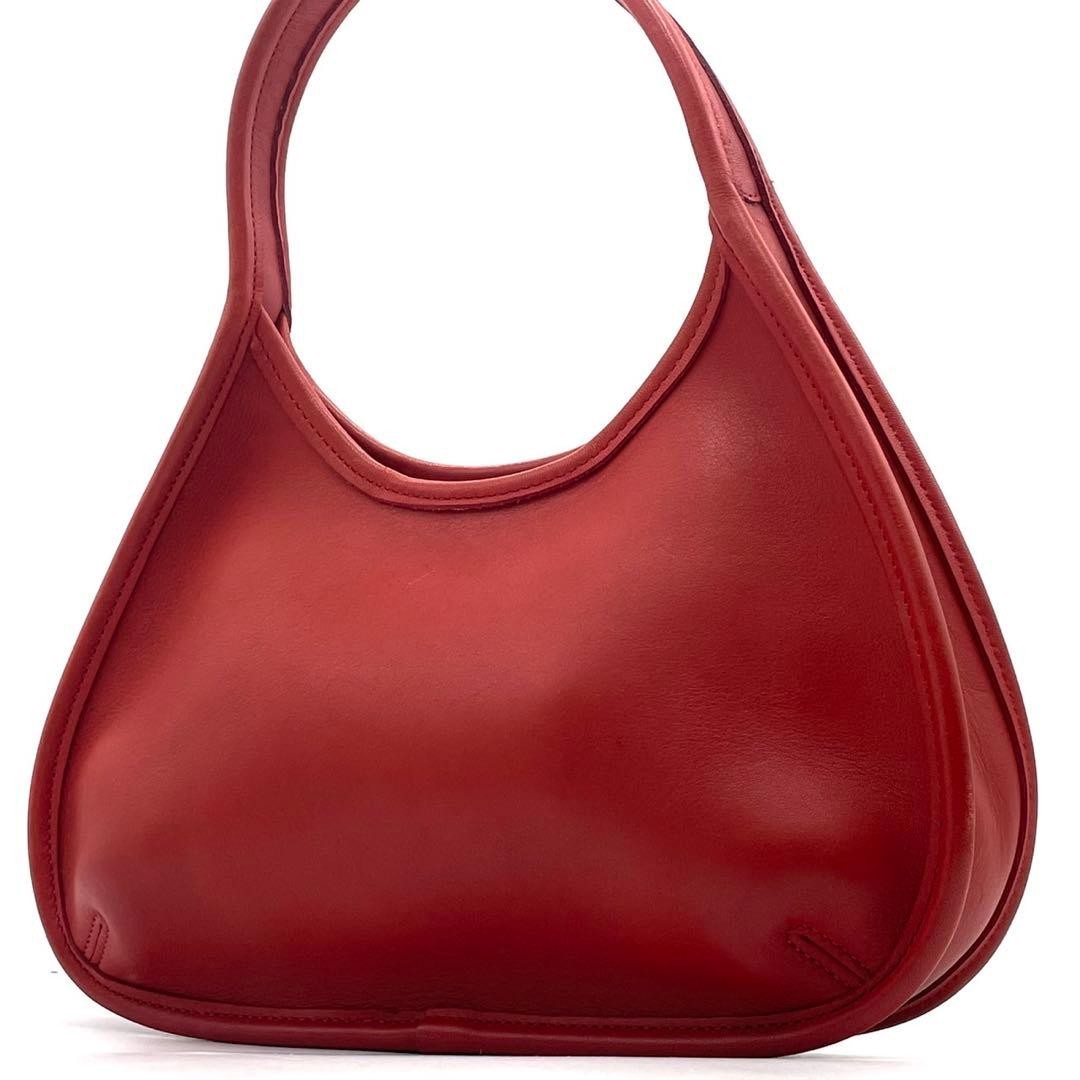 COACH 9027 Vintage Shoulder Hand Bag Magnetic Leather Red Gold Hardware Japan