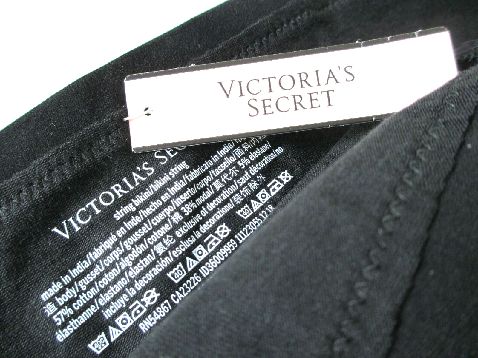 VICTORIA’S SECRET Cotton String Bikini Panty S M L XL Black NWT VS