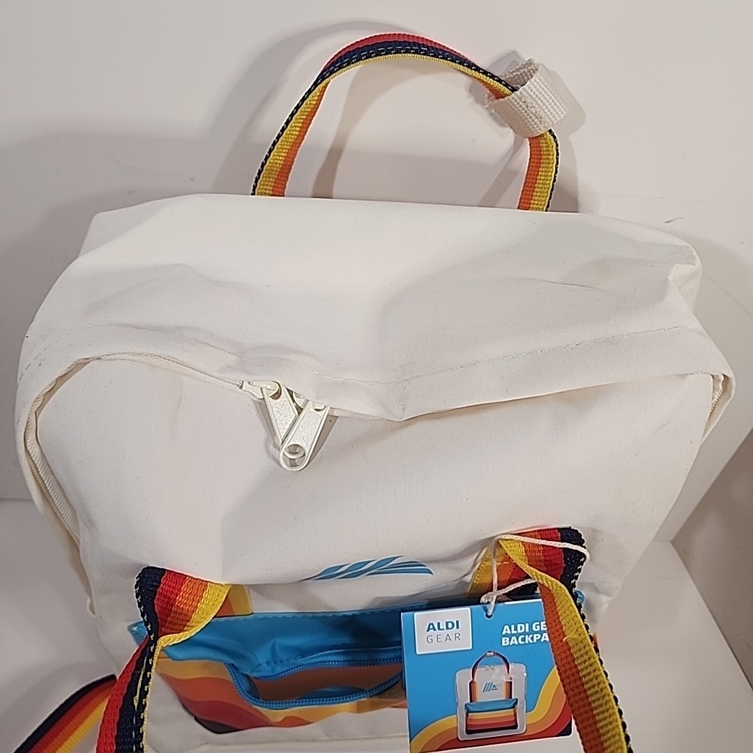 ALDI Gear Backpack Cream Rainbow 09-2023 Release Padded Laptop Inner Sleeve NEW