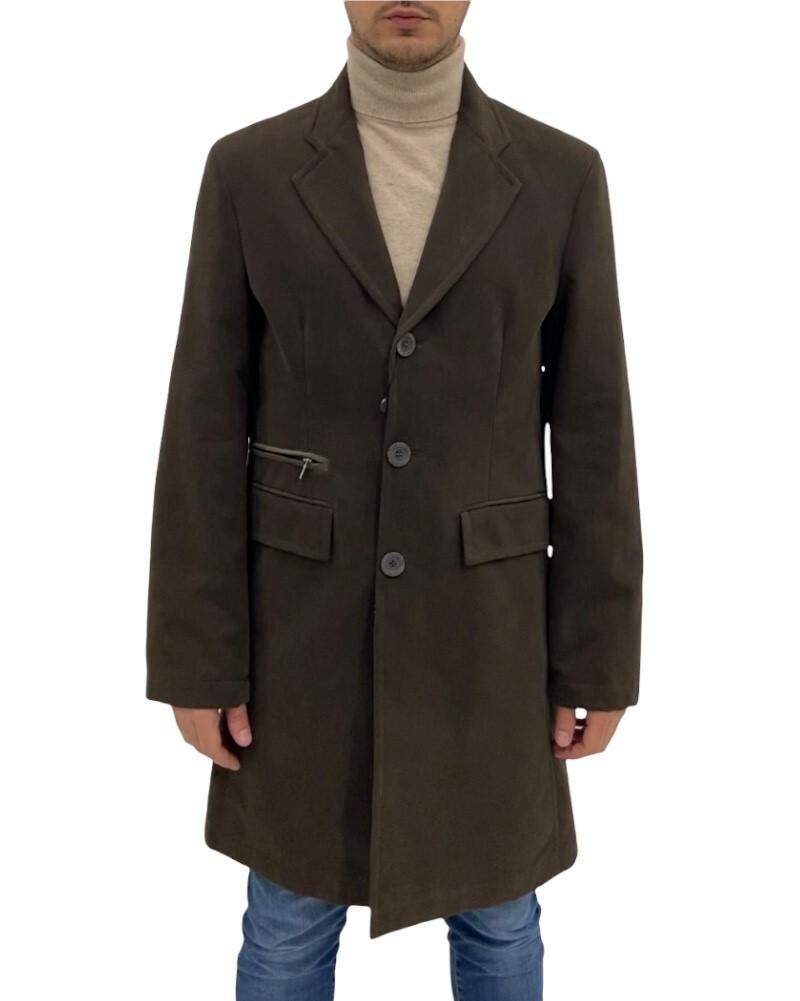 ADHOC Men’s Coat, Brown Regular Fit Cotton Fustagno, 60% Discount.