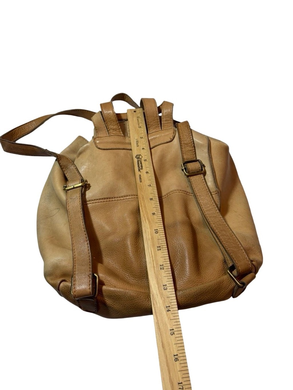 Cut N Paste Leather Backpack Tan Cargo Pocket Slouchy Distressed Boho flaw