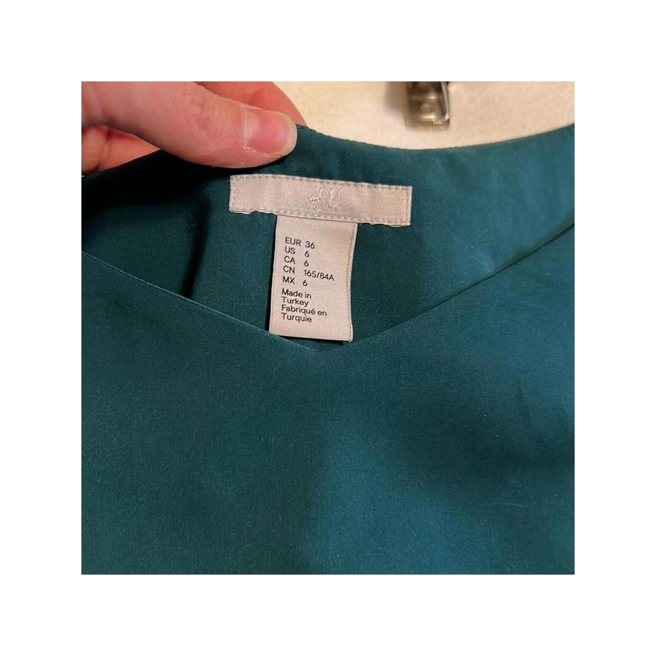 H&M Teal Green Cold Shoulder Bell Sleeve Blouse Women’s Size 6