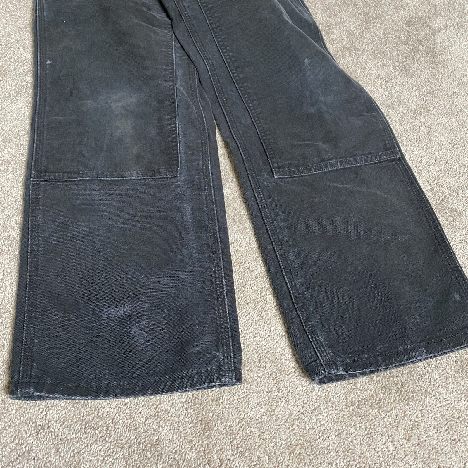 Carhartt B01 Double Knee Black Canvas Original Loose Fit Pants Men’s 30 30 Faded