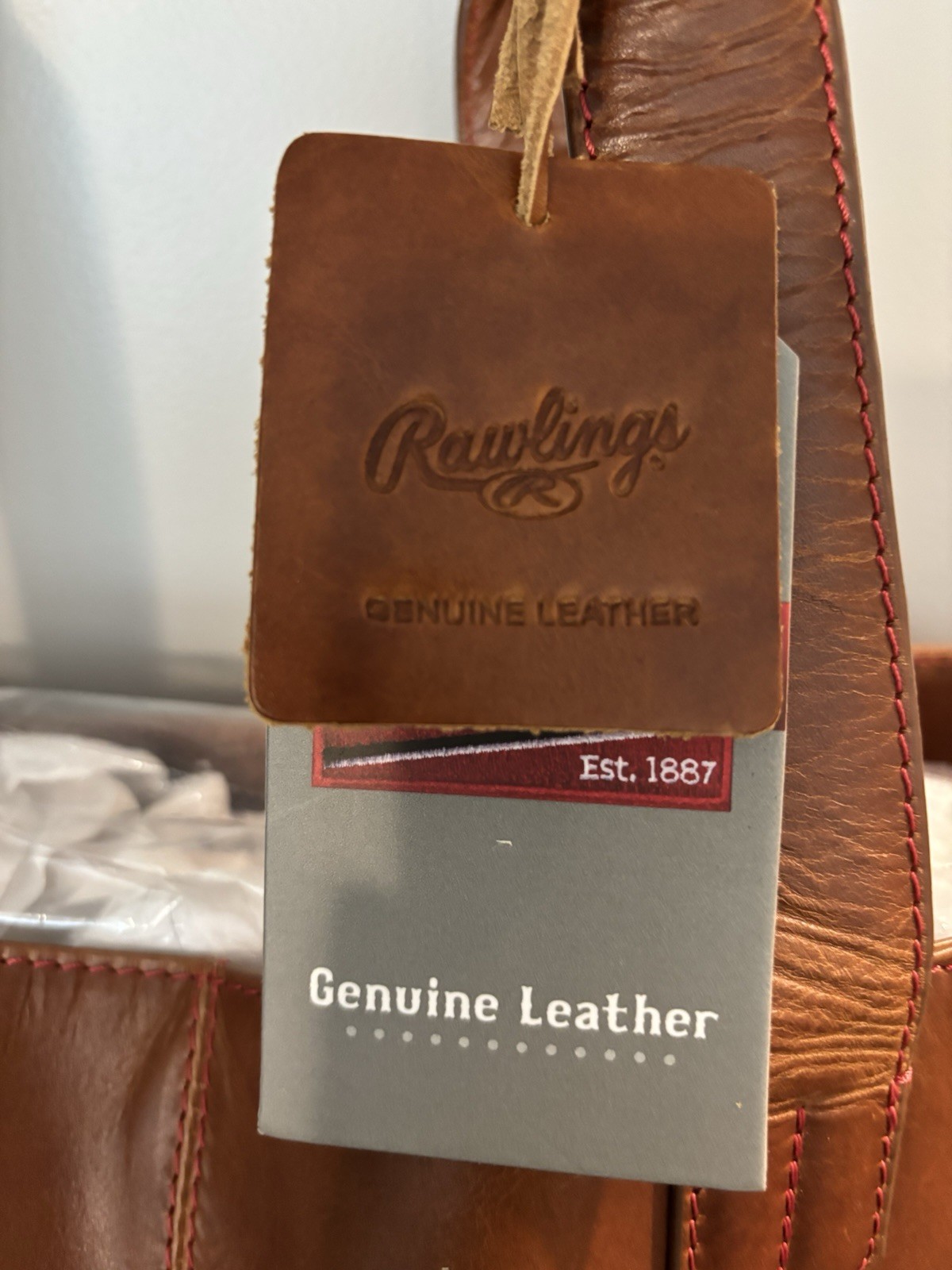 Rawlings Tan Baseball Stitch Leather Tote Bag Large NWT