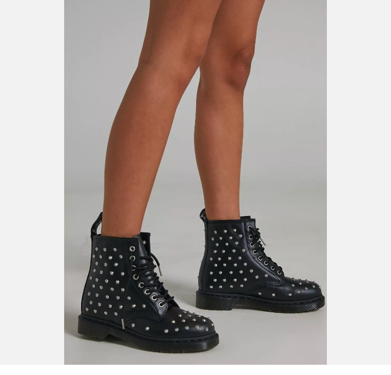 1460 STUD WANAMA LEATHER LACE UP BOOTS MSRP$210