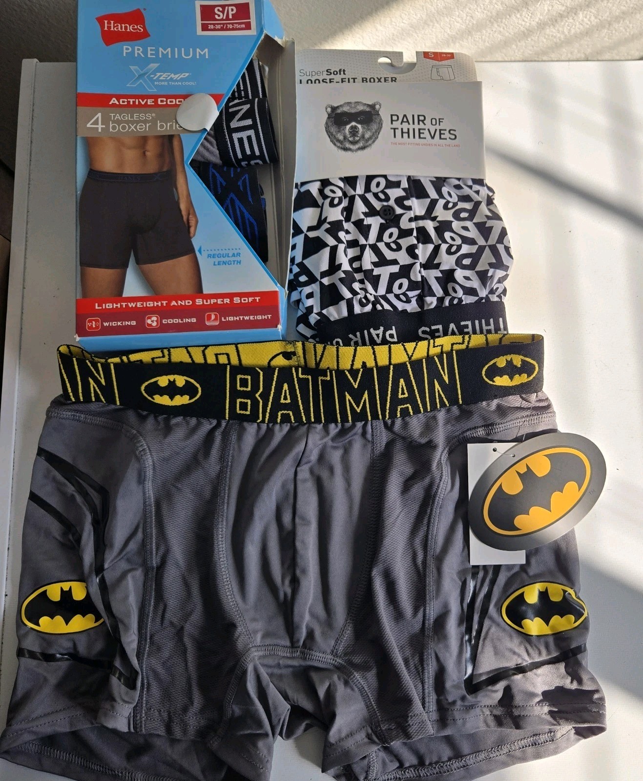 4 Pair Boxers – Pair of Thieves Hanes Batman sz Small Black Loose Fit NWOT
