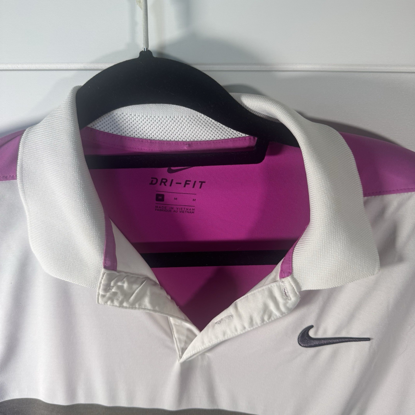 Nike Golf Polo Shirt Mens Medium Dri-Fit Colorblock Performance Tech Blend