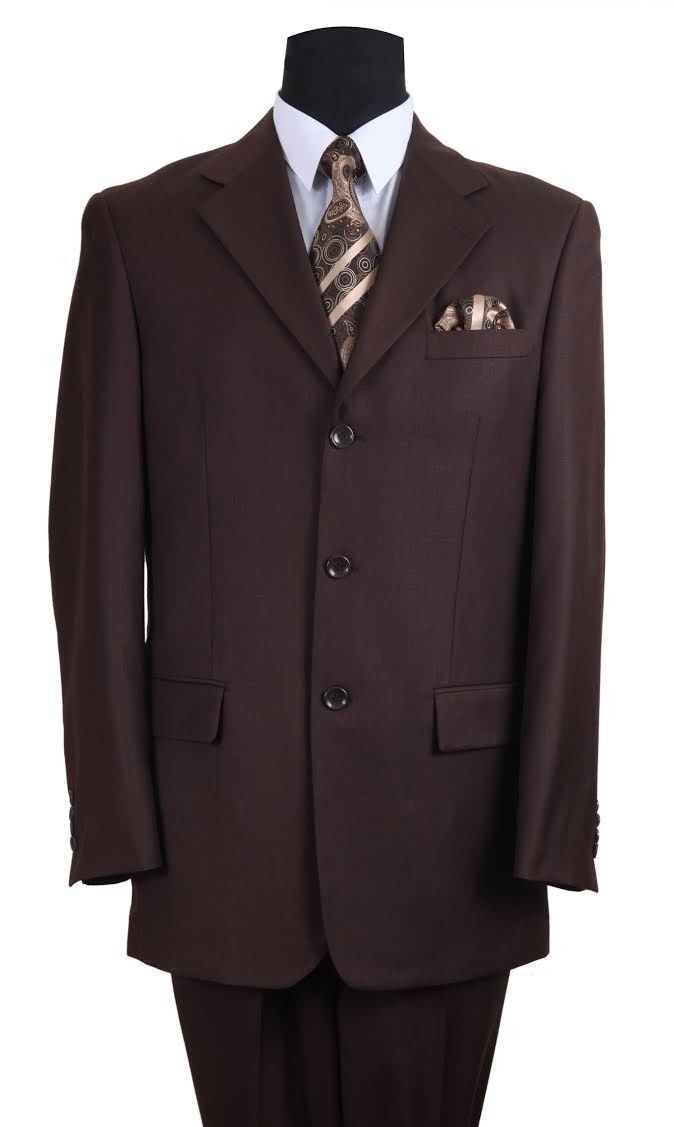 Men’s Classic 3 Button Wool Feel Business Suit Milano Moda Style 5802M