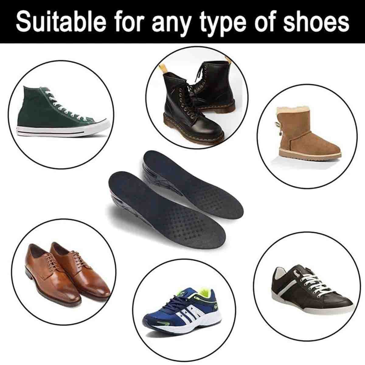 7cm Height Boost Insoles Shock Absorbing for Sneakers Boots Free Cutting Unisex