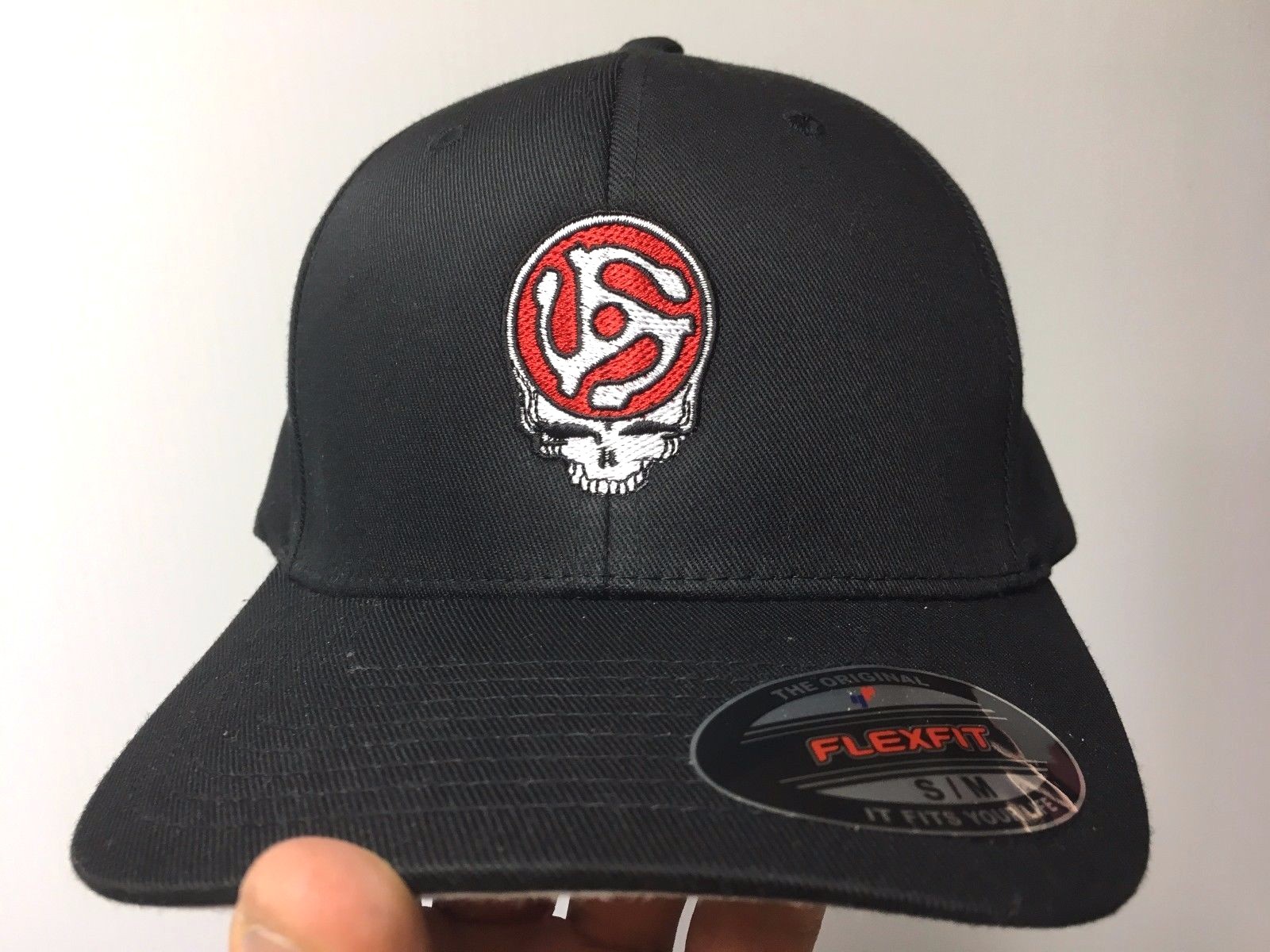 Grateful Dead Steal your Face 45 Record Spindle Embroidered Flexfit Ball Cap