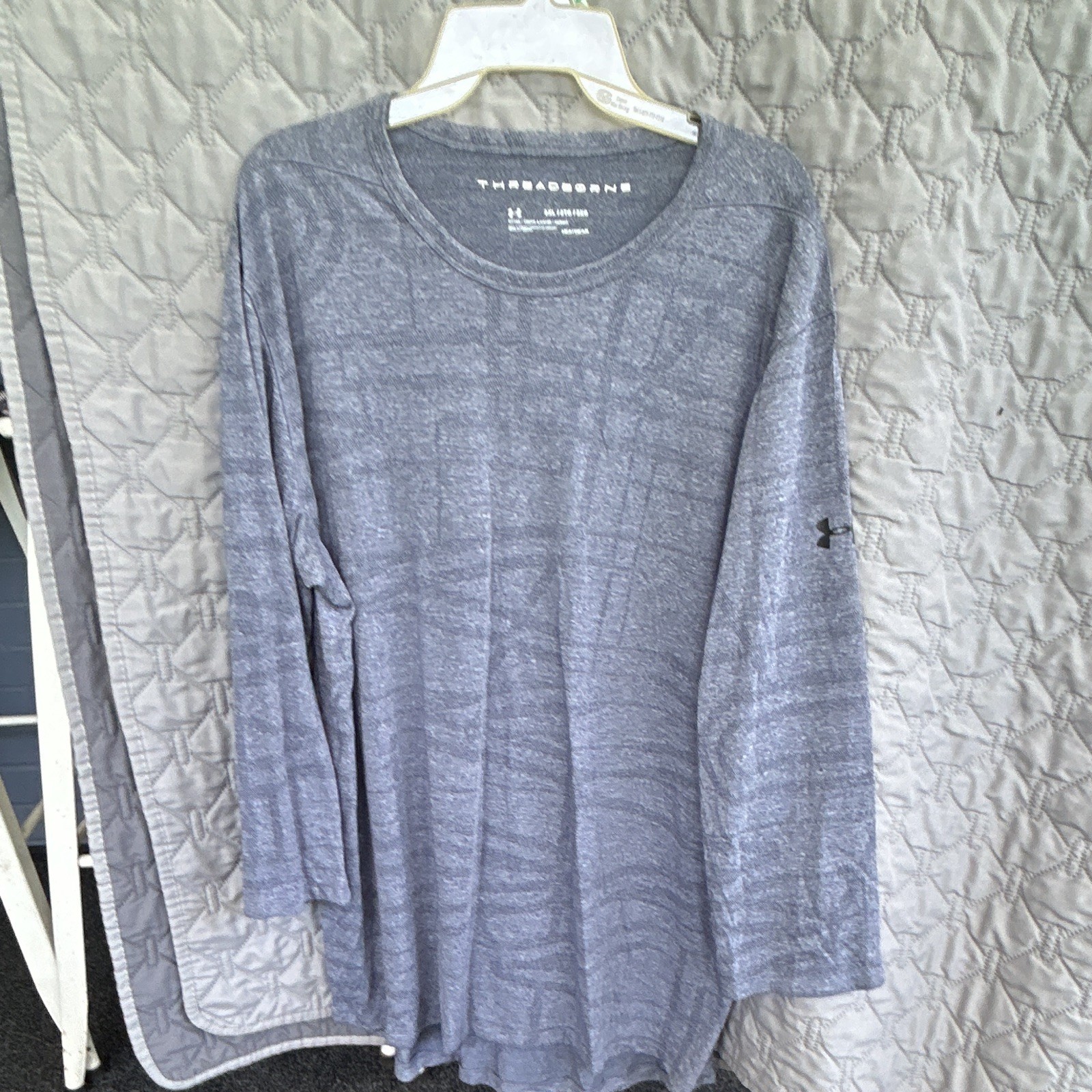 Under Armour HeatGear Threadborne Crew Neck Long Sleeve Fitted Gray Heather 2XL