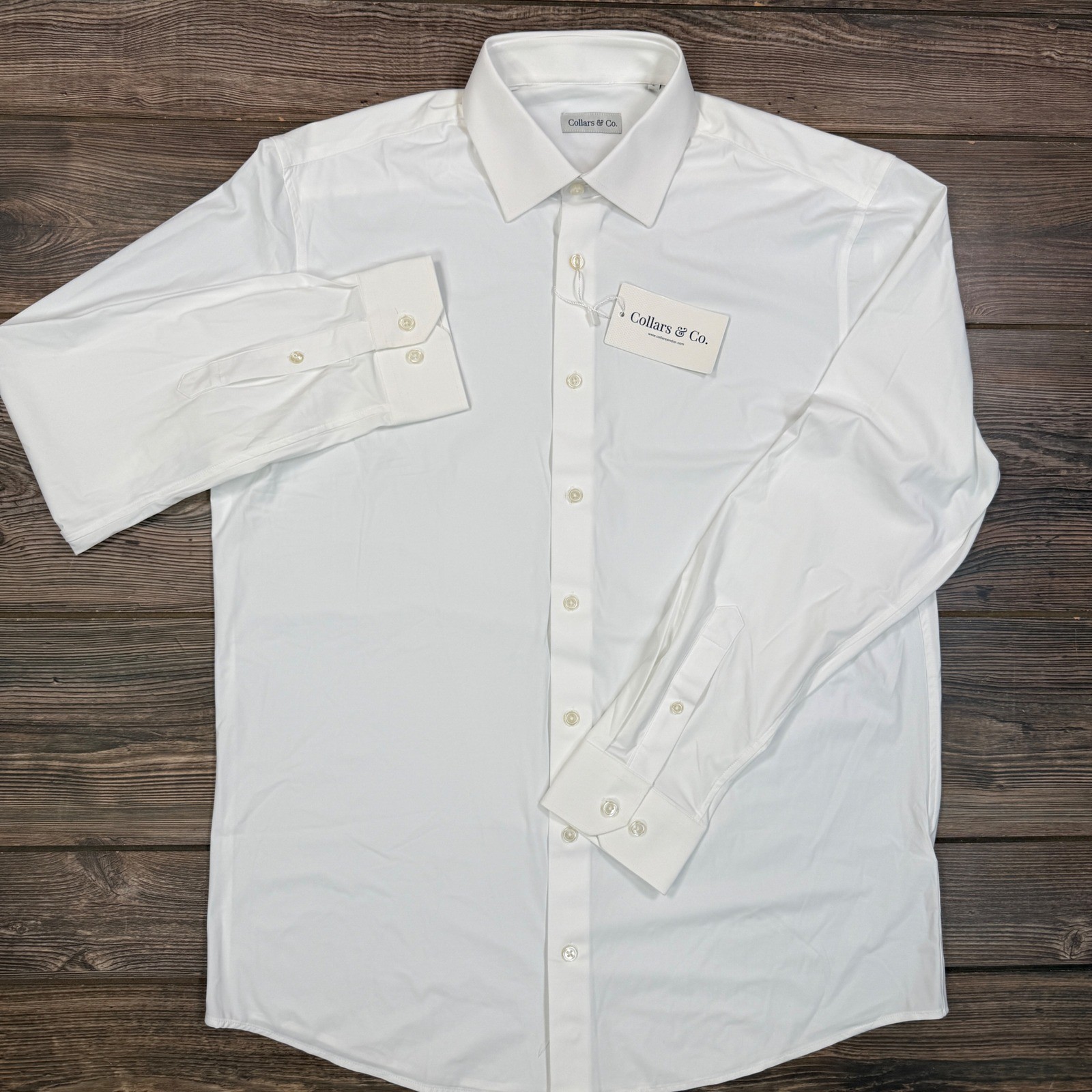 Collars & Co Mens Size Large Apex Performance Dress Shirt White Stretch NWT