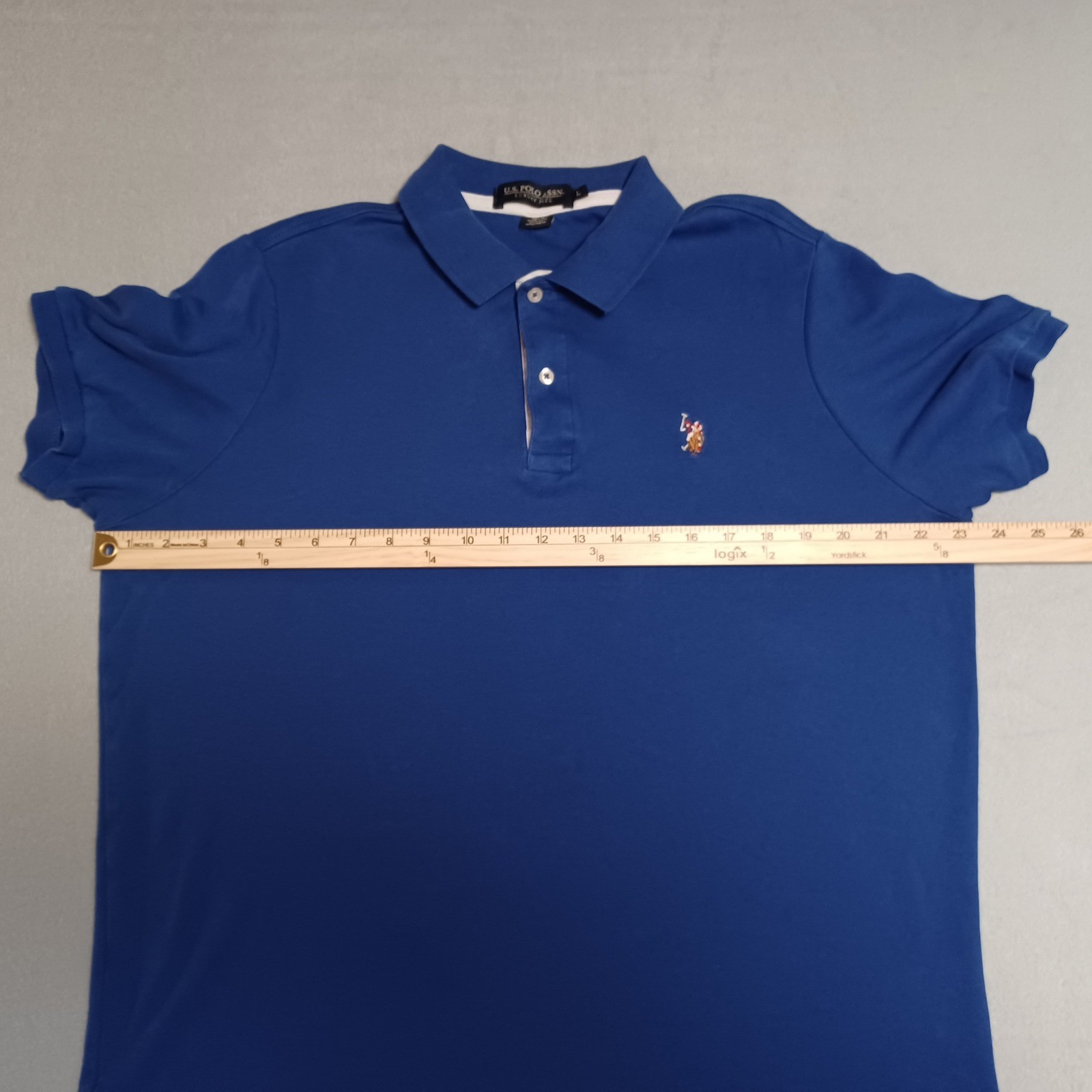 US Polo Assn Luxury Feel Mens Large Blue Short Sleeve Cotton Polo Shirt L