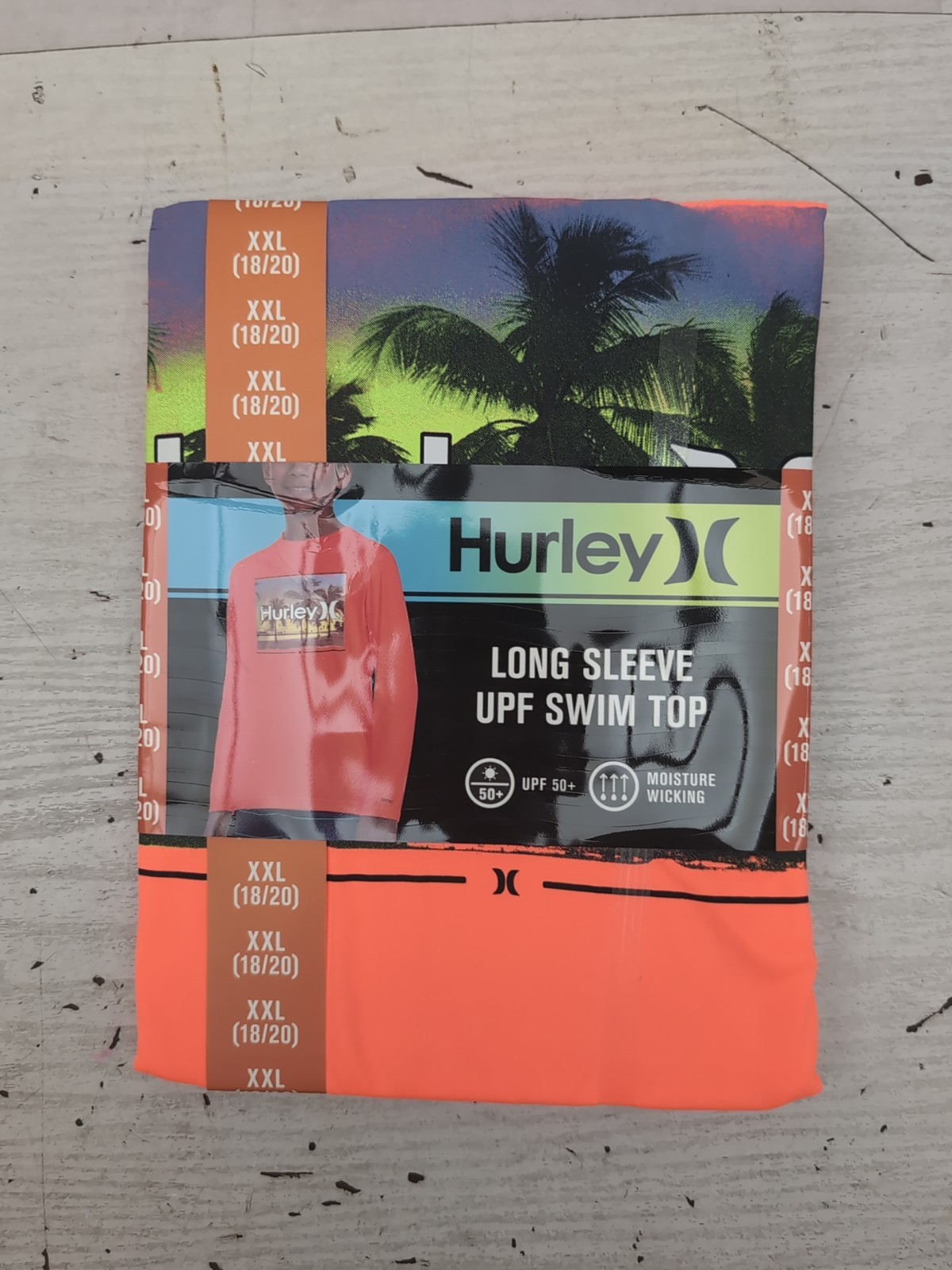 Hurley Youth Boy’s UPF 50+ Long Sleeve Swim Top Sz XXL (18/20) Orange A45