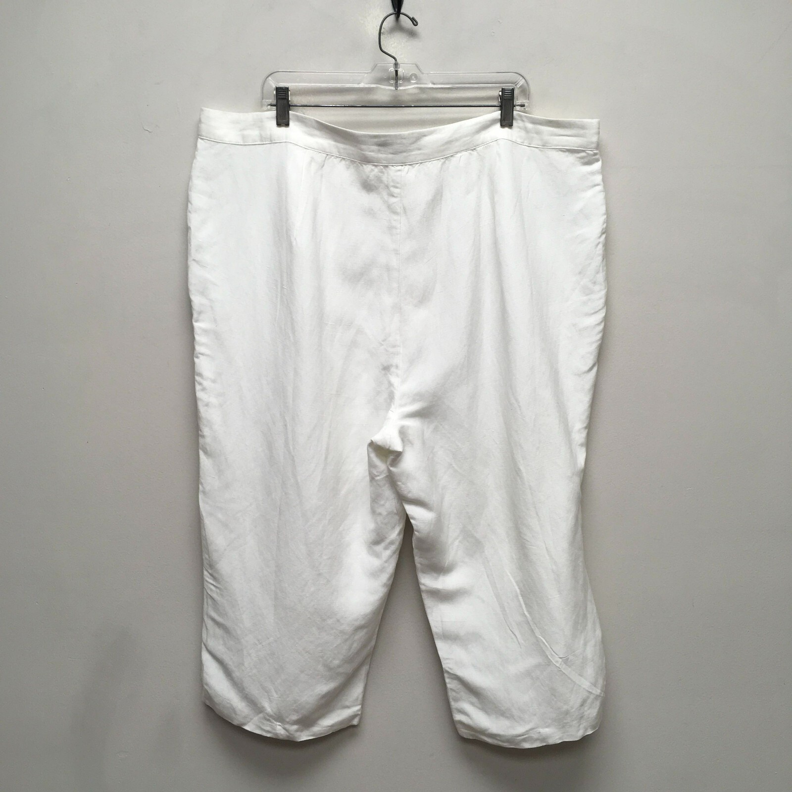 Jessica London Womens White Soft Ease Linen Rayon Comfort Waist Capri Pants 24W