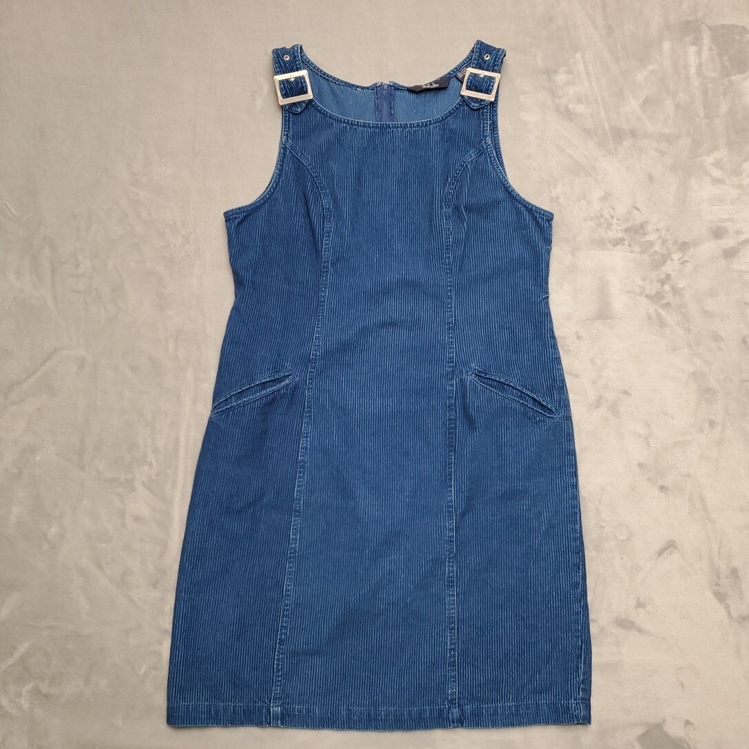 DPS New York Corduroy Dress Sleeveless Mini A-Line Pockets Blue Size S