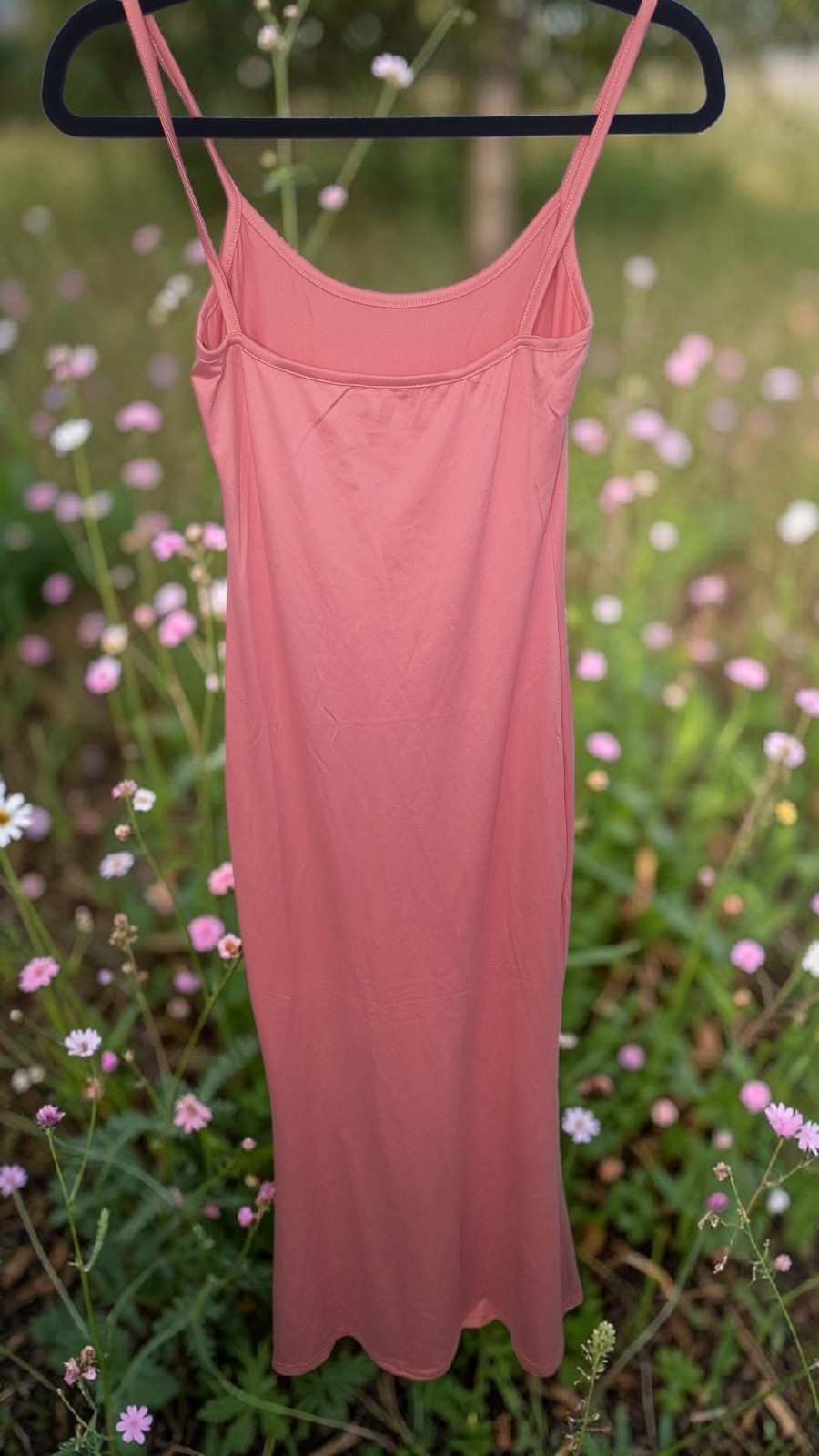 Pink Full Slip Dress Women’s Size M 95% Viscose Knit Solid Spaghetti Straps